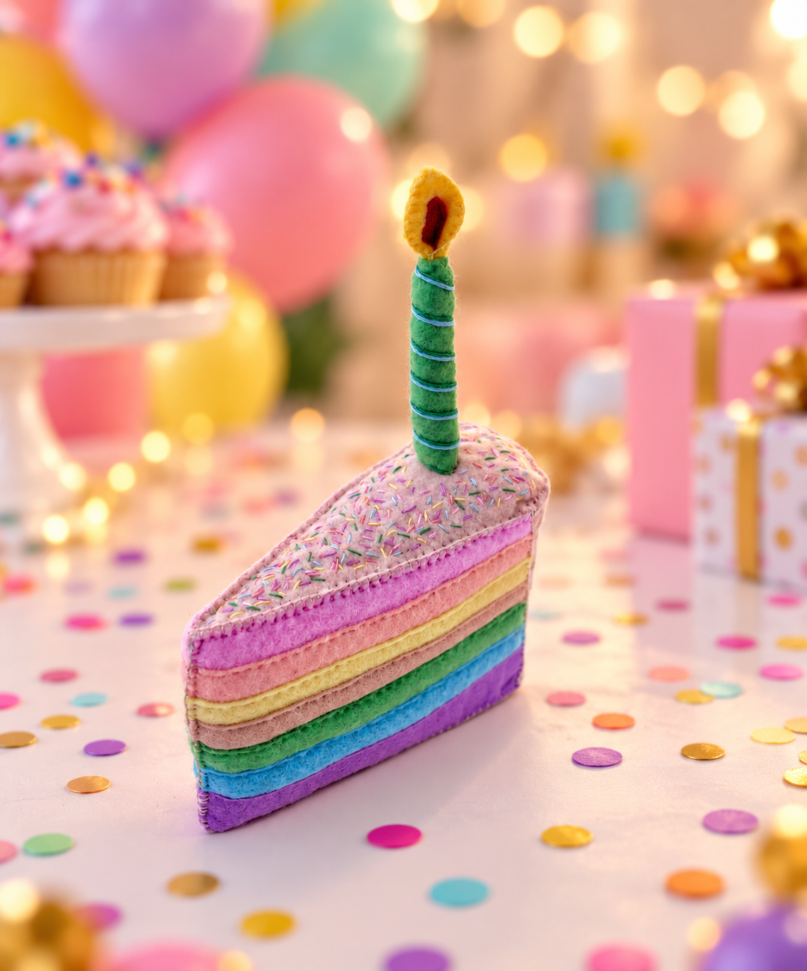 Pastel Rainbow Cake Slice