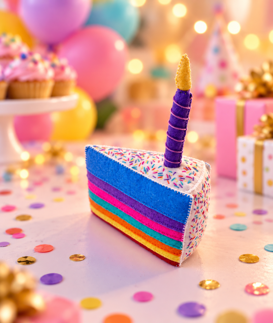 Rainbow Cake Slice