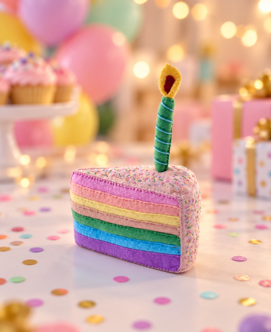 Pastel Rainbow Cake Slice