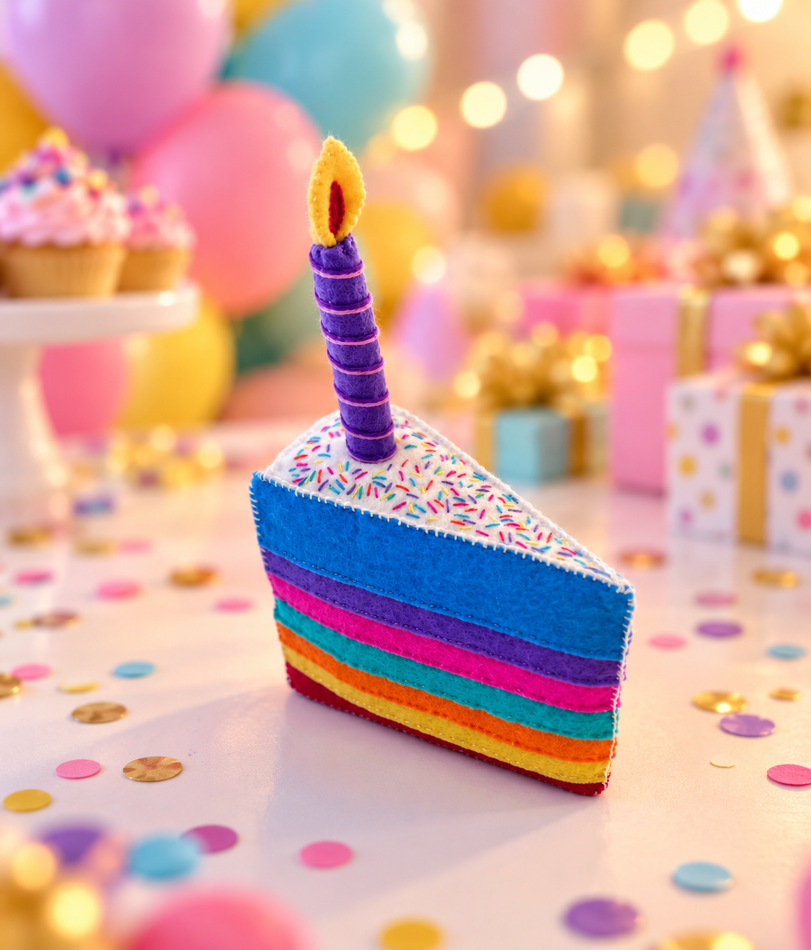 Rainbow Cake Slice