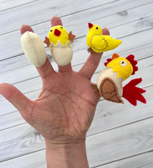 Felt life cycle of a chicken (finger puppets)